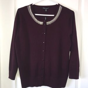 Cable & Gauge Burgundy Cardigan